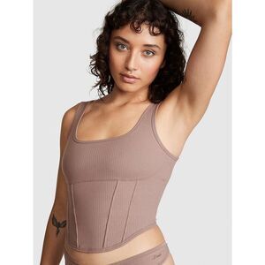 VS Pink The Cinched Corset Crop Top In Iced Coffee Size XL
